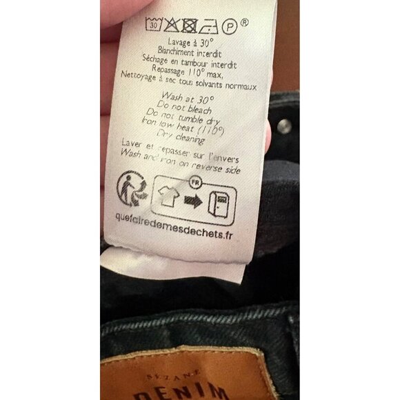 Sezane Denim High Rise Button Fly Brut Jeans in Black Gray Size 28 - Picture 7 of 13